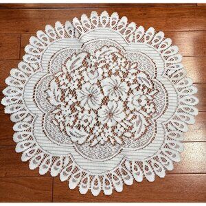 White Lace Doily 14" Round Floral Pattern Table Topper Elegant Home Décor Accent